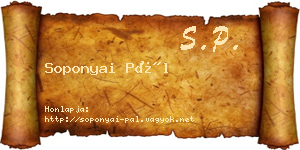 Soponyai Pál névjegykártya